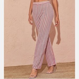Zara Striped Knit Pants Small Pink Purple